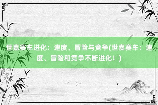 世嘉赛车进化：速度、冒险与竞争(世嘉赛车：速度、冒险和竞争不断进化！)